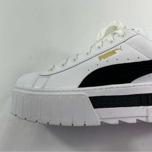PUMA Mayze Leather Lace Up White Black Women’s Size 8 Platform Shoes # 381983-01 - Picture 6 of 16
